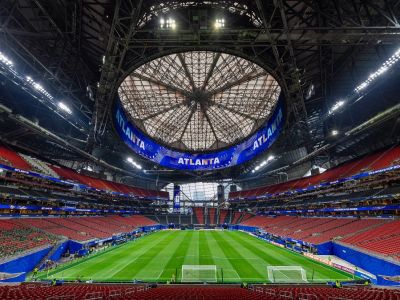 Mercedes-Benz Stadium in Atlanta before the Spain vs. Saudi Arabia kickoff. Source: @SaudiNT_EN on X.