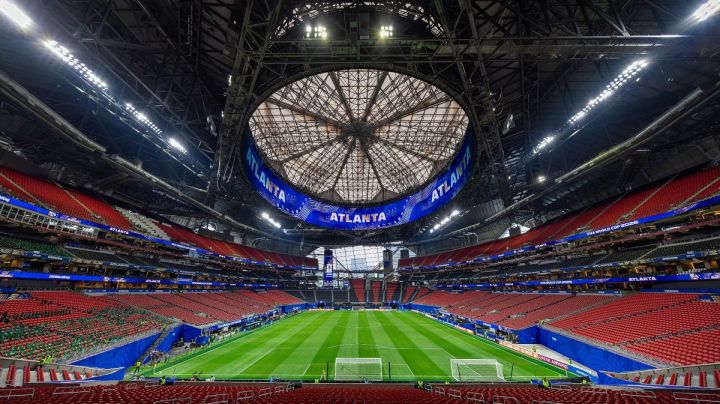 Mercedes-Benz Stadium in Atlanta before the Spain vs. Saudi Arabia kickoff. Source: @SaudiNT_EN on X.